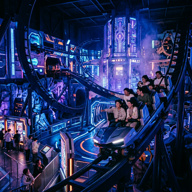 Theme park indoor attraction
