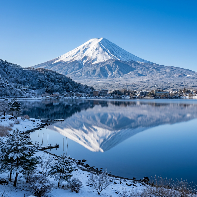 Crystal clear view of Mt. Fuji in Winter